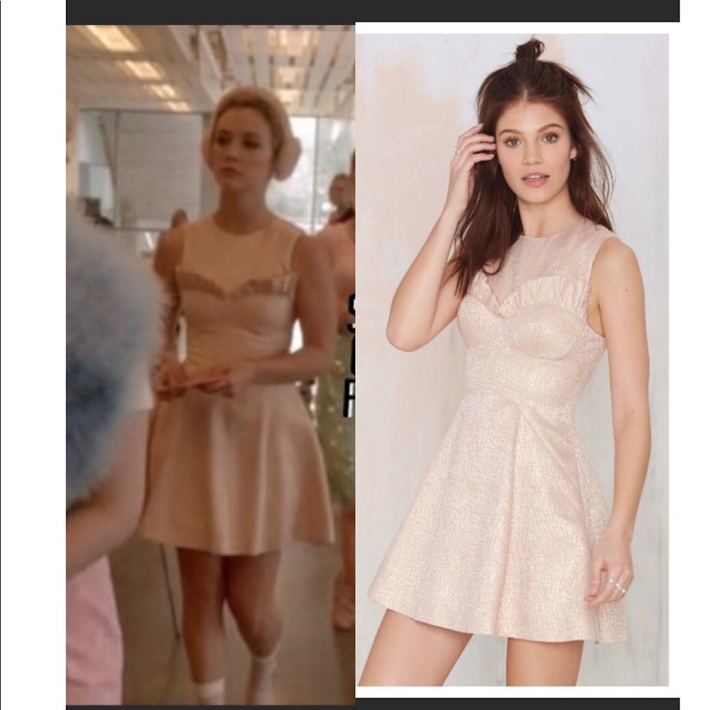 NWT Nasty Gal metallic jacquard pink dress $79